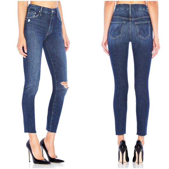 MOTHER High Waisted Looker Ankle Fray Jean in Close To The Edge Size 28 - Picture 1 of 9